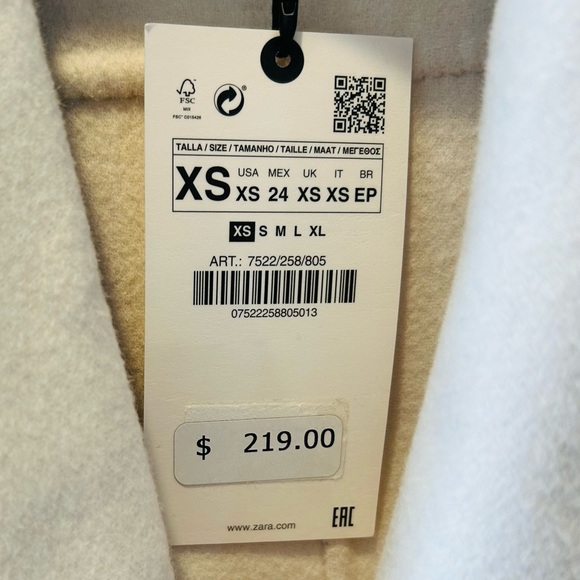 Zara Winter White Wool Coat - Picture 4 of 10